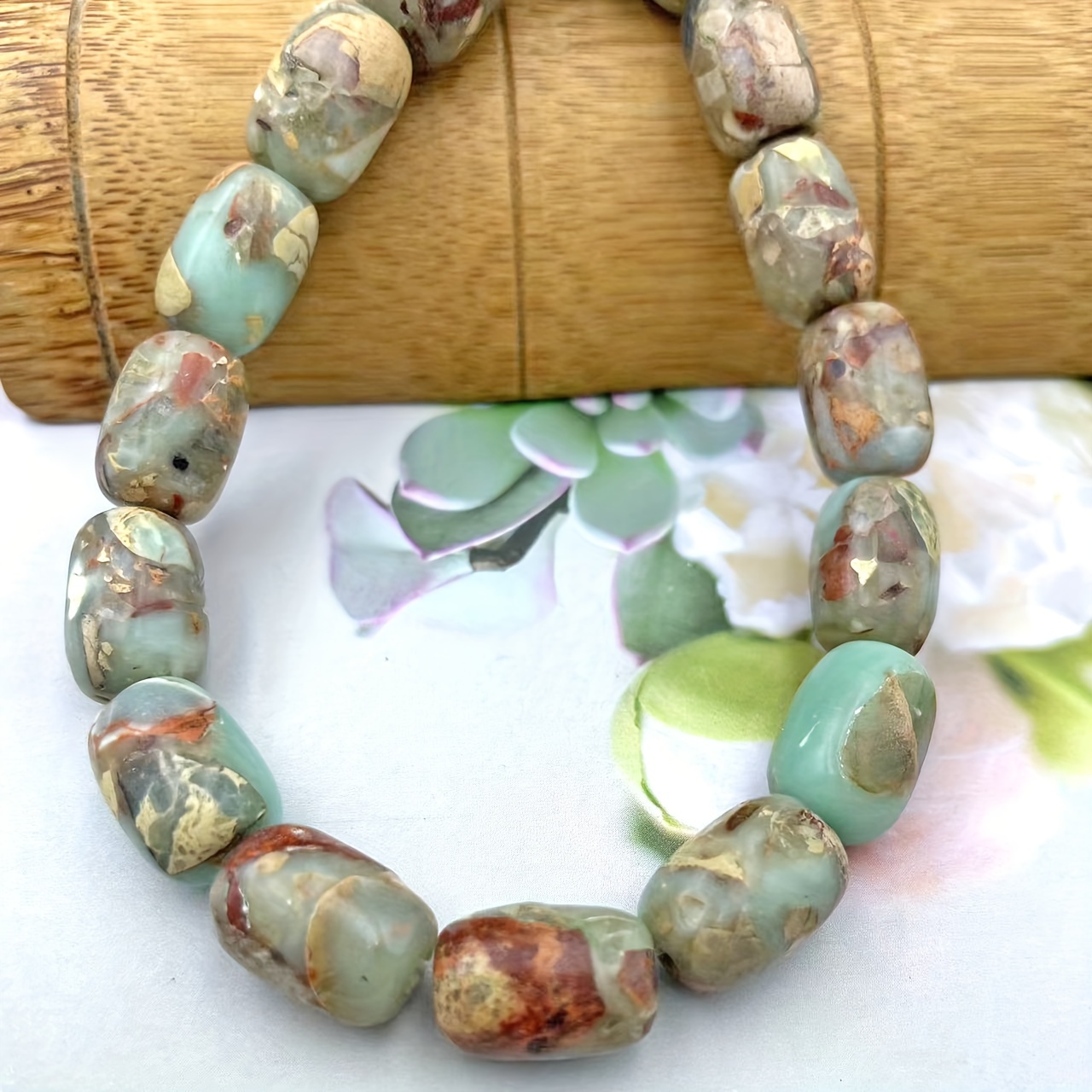 13pcs Natural Emperor Pine Bohemian Barrel Beads for DIY Jewelry